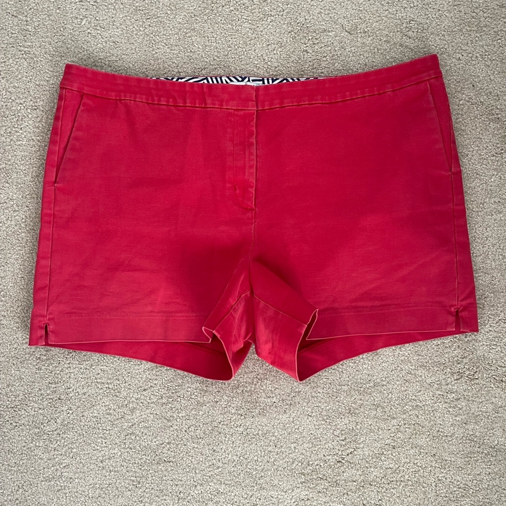 Boden Scarlet Red High Waist Shorts Size 16 Tailored Cotton Summer Casual
